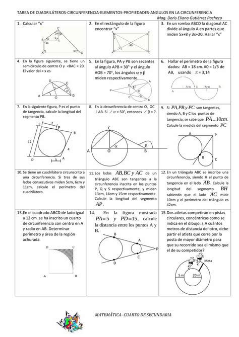 PDF Tarea cuadriláteros circunferencia angulos DOKUMEN TIPS