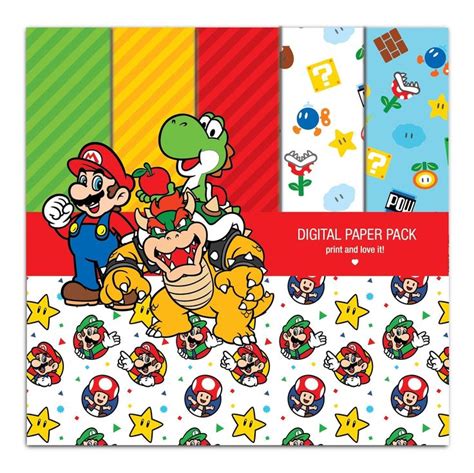 Pack De Papeles Digitales De Super Mario Y Clip Art X Hojas