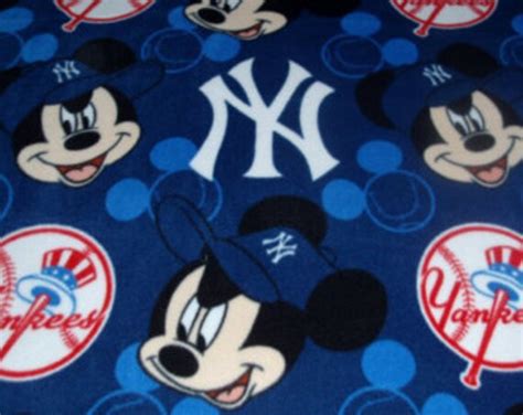 New York Yankees Mickey Mouse Fleece Fabric By Reneeschoicefabrics