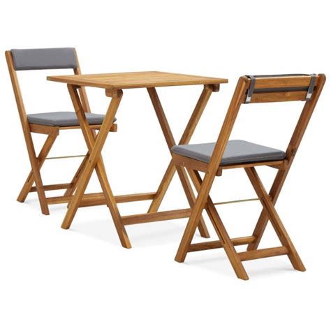 3 Piece Folding Bistro Set With Cushions Acacia Wood