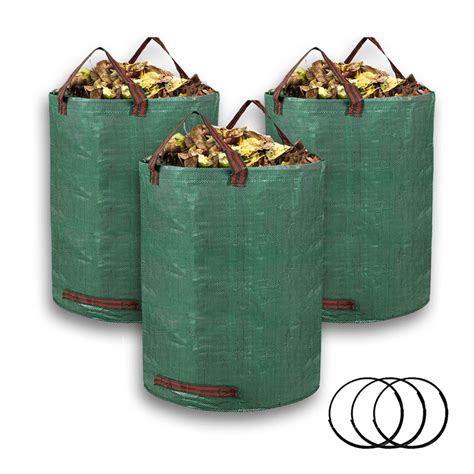 GROWORLD 3 Pack 72 Gallon Garden Leaf Bags Yard Lawn Reusable Yard