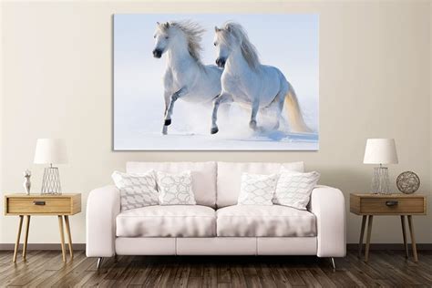 White Horses Canvas Wall Art White Horses Modern Horses Decoration Wall