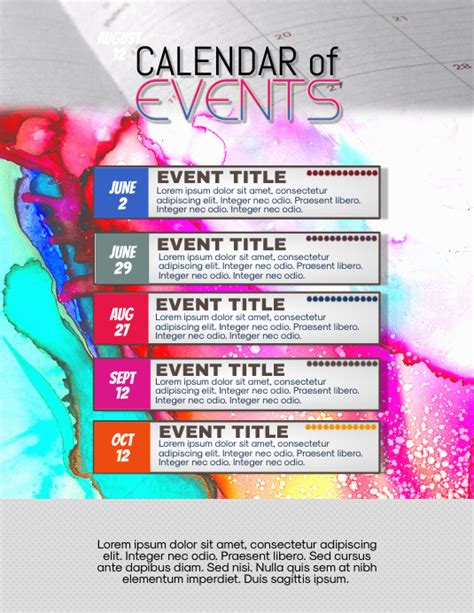 Upcoming Calendar Of Events Flyer Template Postermywall