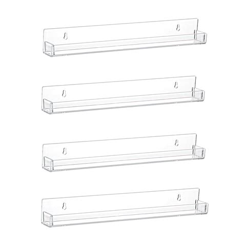 LikeU Nail Polish Rack Wall Mounted Shelf 4 Pack Clear Acrylic Nail