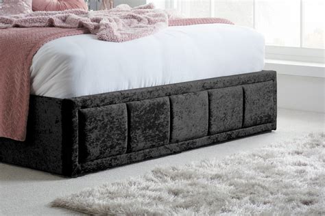 Hannover Double Ottoman Bed Black Crushed Velvet Birlea