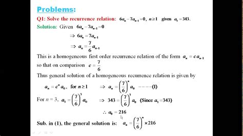 First Order Recurrence Relation Youtube