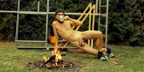 Naked Uncut Slave Exposed With Or Without Penis Cage Outdoor At The Campfire Photo 13