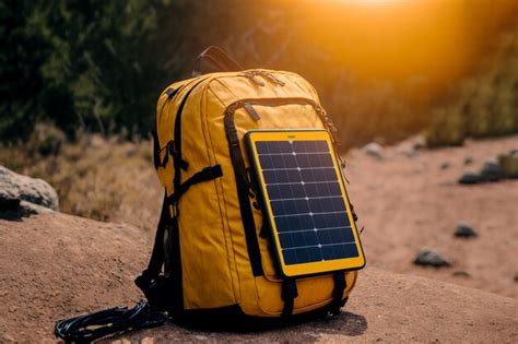 Sac Dos De Voyage Jaune Vif Avec Panneau Solaire Lectrique Pour Le