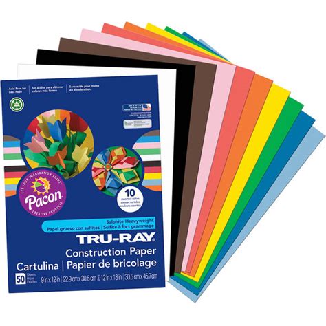 Pacon 103031 Tru Ray 9 X 12 Assorted Color Pack Of 76 Lb Construction Paper 50 Sheets