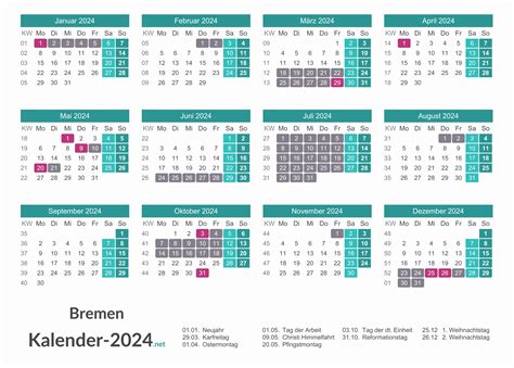 Ferien Bremen Ferienkalender Bersicht