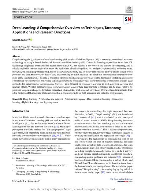 Pdf Deep Learning A Comprehensive Overview On Techniques Taxonomy