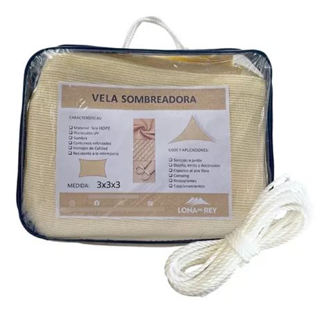 Vela Sombreadora Malla Raschel Triangular X X Mts Beige Cuotas Sin