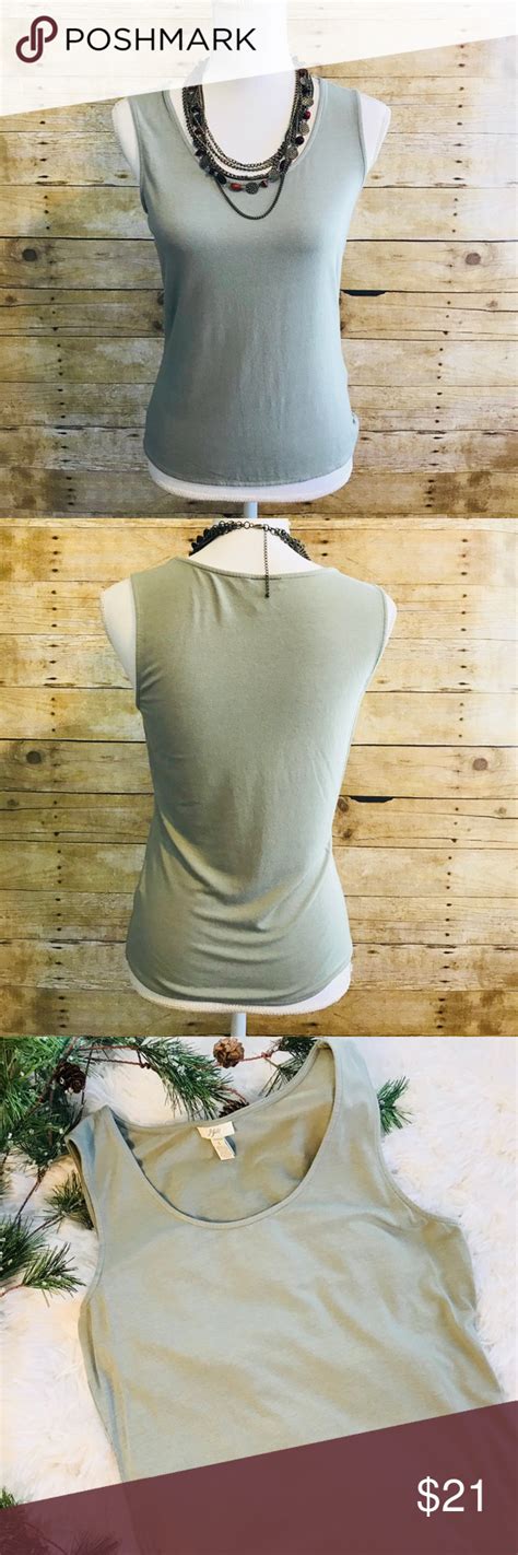 🌵 Jjill Stretchy Sleeveless Army Green Tank Top Clothes Design Tops