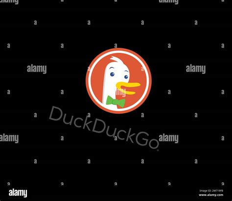 DuckDuckGo, rotated logo, black background B Stock Photo - Alamy