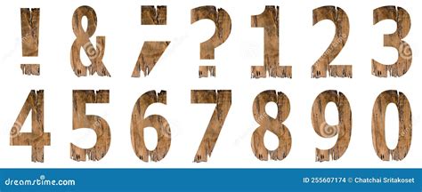 Set of Number with Vintage Wood Texture Stock Photo - Image of alphabet ...