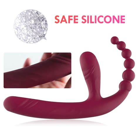 Double Head Vibrating Anal Prostate Massager Speeds Strapless Strapon Dildo Vibrator G Spot