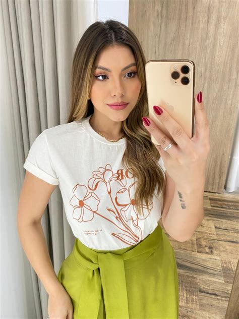 T Shirt Feminina Manga Curta Off White Fernanda Ramos Store