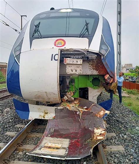 Vande Bharat Express Mumbai To Gandhinagar Train Meets With Accident