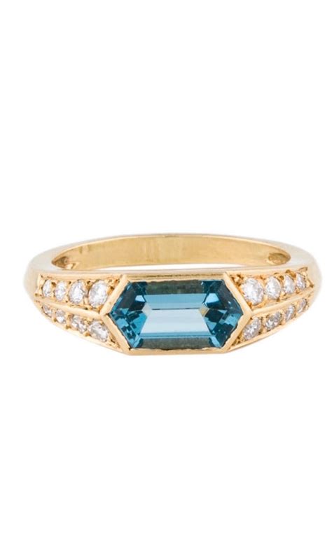 Vintage Gay Frères 18K Aquamarine Diamond Ring Gem