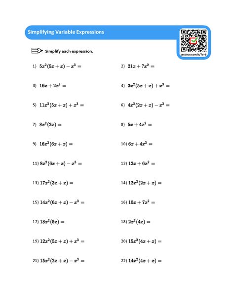 Simplifying Algebraic Expression Worksheet Live Worksheets Worksheets Library