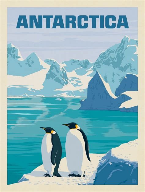 Antarctica Retro Travel Poster Travel Posters Vintage Poster Design