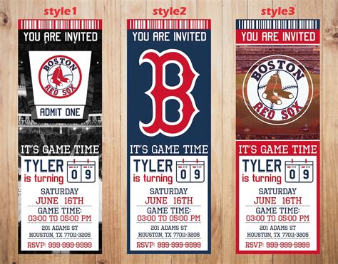 Boston Red Sox Invitation Red Sox Birthday Invitations - Etsy