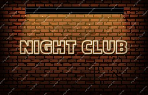 Premium Vector Yellow Night Club Neon Sign With Brick Wall