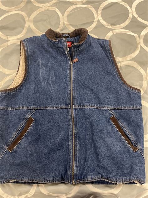 Vintage Wrangler Hero Denim Vest Sherpa Corduroy Coll Gem