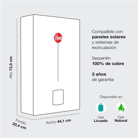 Calefont 16 Litros Gas Natural Tiro Natural Rheem Homegas