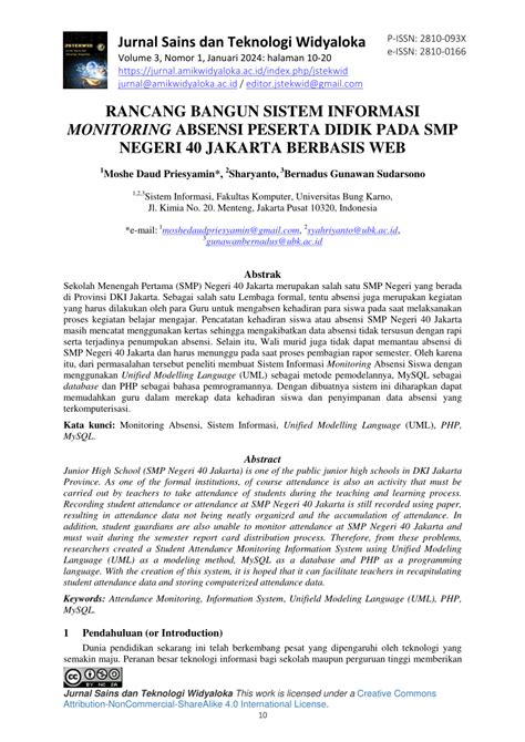 Pdf Rancang Bangun Sistem Informasi Monitoring Absensi Peserta Didik