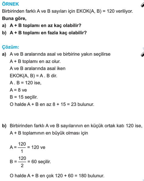 Ebob Ve Ekok Konu Anlat M Test Sorular Z Mleri S N F