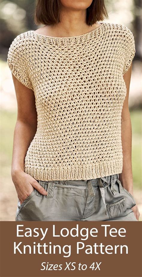 Easy Lodge Tee Knitting Pattern Knit Top Patterns Summer Knitting Patterns Knitting Patterns