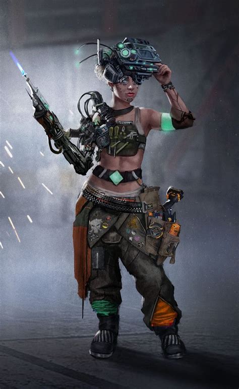 Engineer Girl Cyberpunk Character Steampunk Mechanic Cyberpunk Rpg