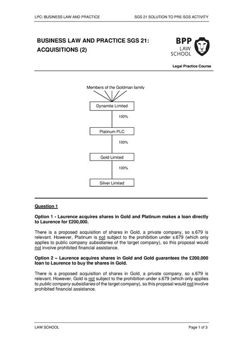 BLP SGS 21 Pre SGS Solution 23 24 LPC BUSINESS LAW AND PRACTICE SGS