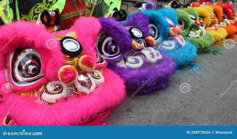 Colorful Chinese Dragon Masks on a Festival for Chinese New Year Stock ...