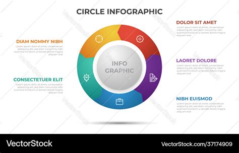 5 Points Infographic Template With Circle Layout Vector Image