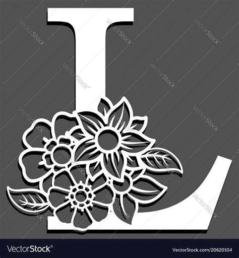 Letter Silhouette With Flowers L Vector Image On Vectorstock Fancy