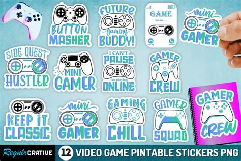 Video Game Printable Stickers PNG Bundle,stickers