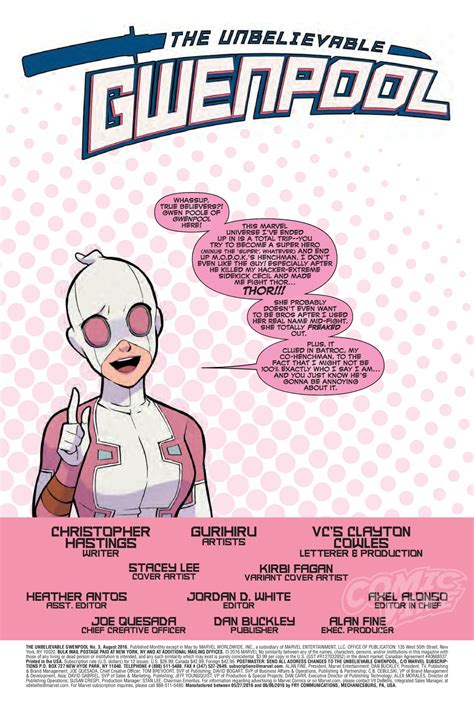 Exclusive Preview Unbelievable Gwenpool 3 Comic Vine