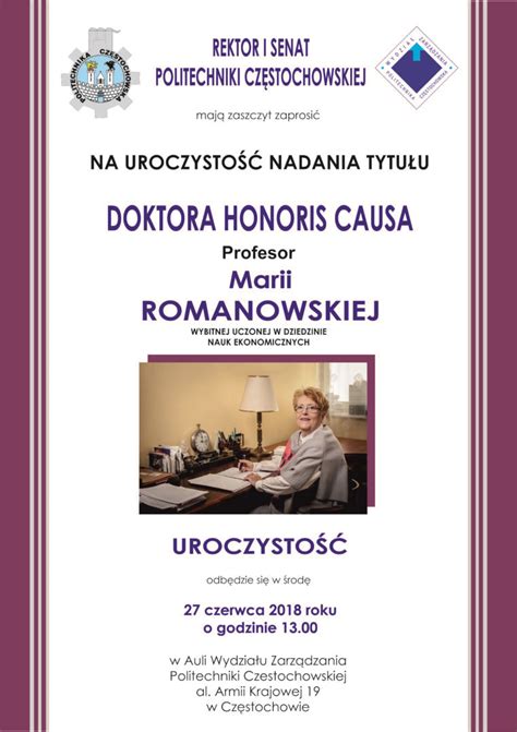 Uroczyste Nadanie Tytu U Doktor Honoris Causa Profesor Marii