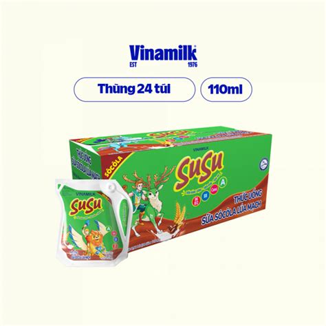 3 Thùng Thức Uống Sữa Socola Lúa Mạch Vinamilk Susu Túi 110ml 24 Túi