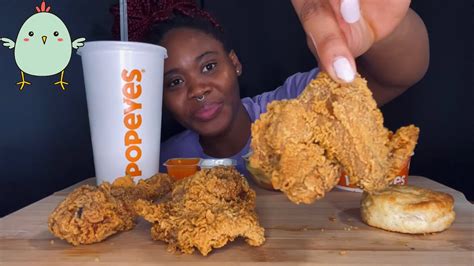 Asmr Popeyes Spicy Fried Chicken Mashed Potatoes And Gravy Biscuit