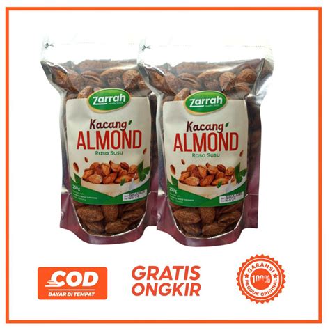 Jual Kacang Almond Panggang Kulit Susu Roasted Shell 250 Gr Zarrah