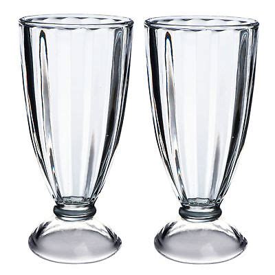 2x American Style Milkshake Glass Dessert Soda Ice Cream Serving Sundae