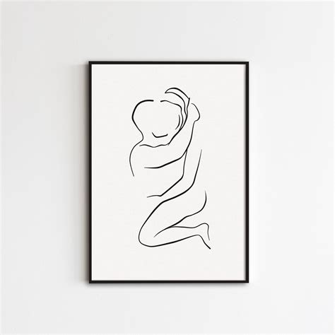 Abstract Couple Print Kiss Line Art Kissing Poster Etsy