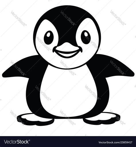 Cartoon penguin black and white Royalty Free Vector Image