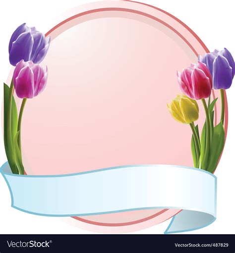 Tulips On Border With Banner Royalty Free Vector Image