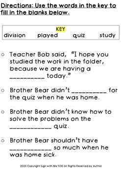 The Berenstain Bears Trouble At School Comprehension Questions TPT