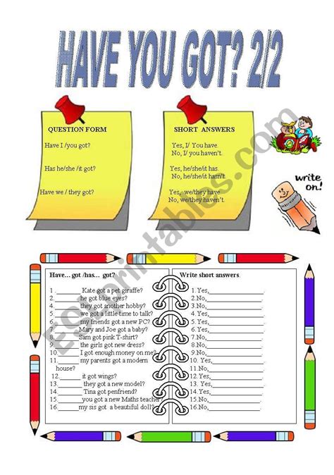 Have You Got 2 2 Esl Worksheet By Szabone M Eva