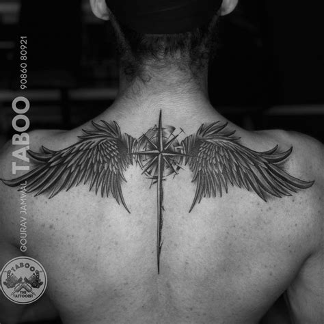 Compass and wings Tattoo | Back tattoos for guys, Tattoos for guys ...